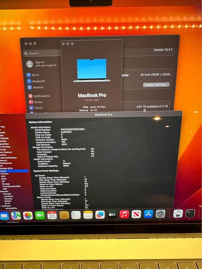 MacBook Pro 16" 2021 M1 Max 10-Core CPU 32-Core GPU 64GB 4TB Applecare