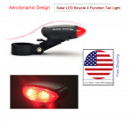 Solar Powered Bicycle Bright Red LED Rear Tail Light Flash or Static Any Bike FAST and FREE Shipping