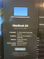 USED 2020 MacBook Air 13-Inch Quad-Core Intel I5 Processor