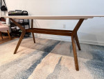 72'' Mid-Century Modern Dining Table (White/Brown)