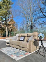 (Free Delivery) - Raymour and Flanigan Blake Microfiber Power Sofa Couch (RETAIL