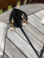 14K Gold, Pearl and Diamond earrings