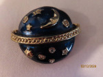 Celestial Blue Saturn Moon & Star Enamel Brooch