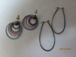 Coloured earrings and iridescent earrings