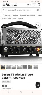 Bugera T5 Infinium Guitar Tube Amp Head+Crate GE-406R Guitar Cabinet