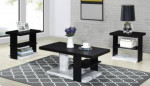 Contemporary black and white coffee table with 2 end tables
