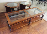 RIVERSIDE Solid Wood W/Glass-3 PC(Coffee Table+2 Hexagon End Table