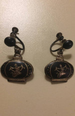 Antique Vintage Siam Sterling Silver Crown Shaped Earrings