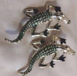 Rare Find - Set of 2 Vintage 1960's Gold Tone Alligator Pins