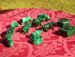 Solid Malachite hand carved animals and boxes from Kenya $75-125 each