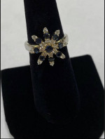 White Gold Snowflake Sapphire Ring