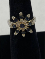 White Gold Snowflake Sapphire Ring