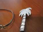 Vtg Sterling silver Palm Tree Bracelet and Pendant / Brooch