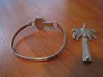 Vtg Sterling silver Palm Tree Bracelet and Pendant / Brooch