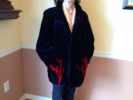 Fur Jacket Sheared Beaver Black Red Design Custom Womens Size 6-8 EUC
