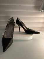 Smooth Black Kid Spike Heels