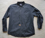 FACONNABLE Men’s Cotton Black and Greens Checked L/S Button-D Shirt- M