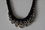 New Black Knit Necklace with Silver Beads