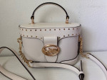 Coach Georgie Gem Rivets Leather Crossbody Bag Chalk White Gold EUC