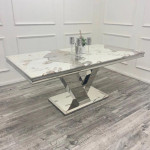 Glencoe white pandora marble dining table