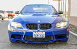 Front view of a 2008 BMW M3 coupe in Interlagos Blue Metallic with California license plate 9ENY682.