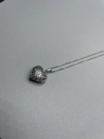 14K White Gold Cable Chain with an 18K White Gold Diamond Heart Charm