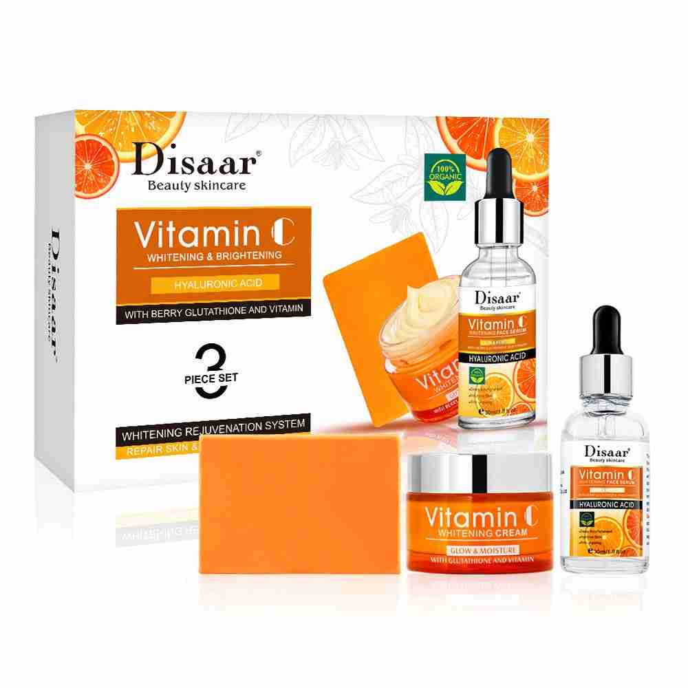 Disaar Vitamin C 3-in-1 Skin Care Set – Soap, Cream & Serum