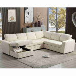Oversized Modular Sectional Sofa Chenille Upholstered U-Shaped Couch Sofa with Chaise Storage and Crystal Button Decoration