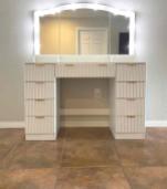 Vanity Desk With Mirror  - LED Light With Adjustable Lighting  - 9 Drawers