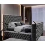 Factory Custom OEM Double Queen Size Upholstered Velvet Square Storage Bed With Build in TV