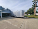 2024 enclosed box trailer for sale, 24 ft long, double axle, located in Mooresville, NC, perfect for SUVs.