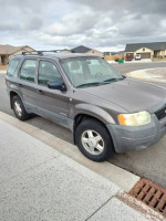 2002 Ford Escape in gray color parked on a street, featuring 100,000 miles and well-maintained condition.