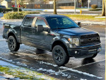 2014 Ford F-150 FX4 Supercrew Cab in grey parked on a snowy street, showcasing its features and clean condition.