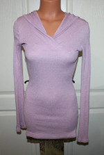 NEW! MICHAEL STARS Size SM/MED Mauve Pink Fitted Shimmer Shine Hoodie