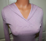 NEW! MICHAEL STARS Size SM/MED Mauve Pink Fitted Shimmer Shine Hoodie