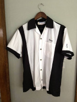 Vintage Style Bowling Shirt Black and White - Medium