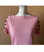 Balenciaga Paris Light Knit Pink Salmon Boat Tail Top Sweater France