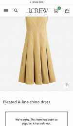 (NEW) (2 SIZES AVAILABLE) WOMEN’S J.CREW PLEATED A-LINE CHINO DRESS