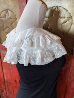 Vintage Oversized White Lace Ruffled Collar 30's 40's