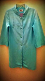Vintage 1960s Designer Turquoise Blue Coat * Unique Style *
