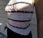 Melody Brooke Ribbed Knitted Glossy Pink, White & Black Vest XS