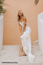 XS White Lace Wedding Dress
