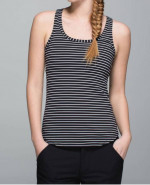 LULULEMON BLACK WHITE STRIPED TANK Sz 2 Never Worn