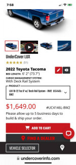 Hard tonneau cover Toyota Tacoma Blue 6’ 2” Bed NEW