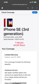 UNLOCKED iPhone SE 3rd Gen 5G 64GB Black APPLE WARRANTY JUNE 1 2024